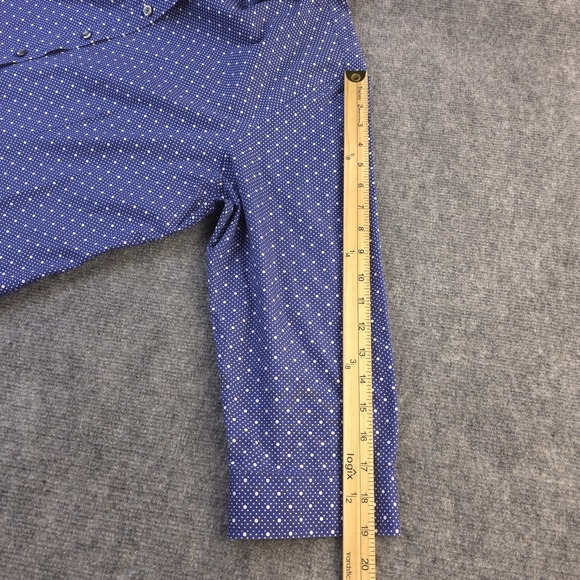 LL Bean Shirt Womens 1X Blue Polka Dot Long Sleeve Button Up Cotton - Picture 6 of 9